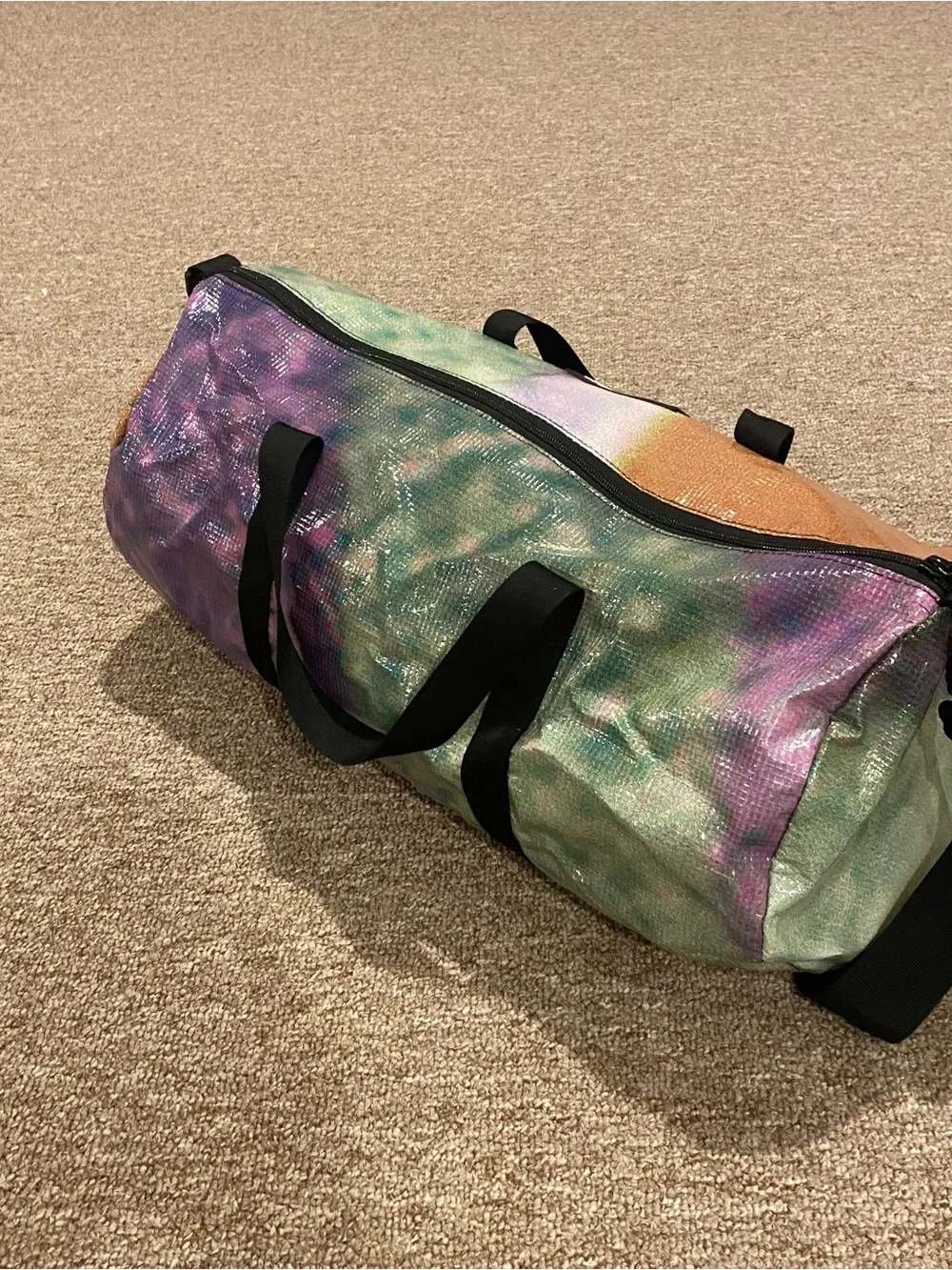 RAREFORM California Tie-Dye Duffel Bag in Green, Purple & Pink